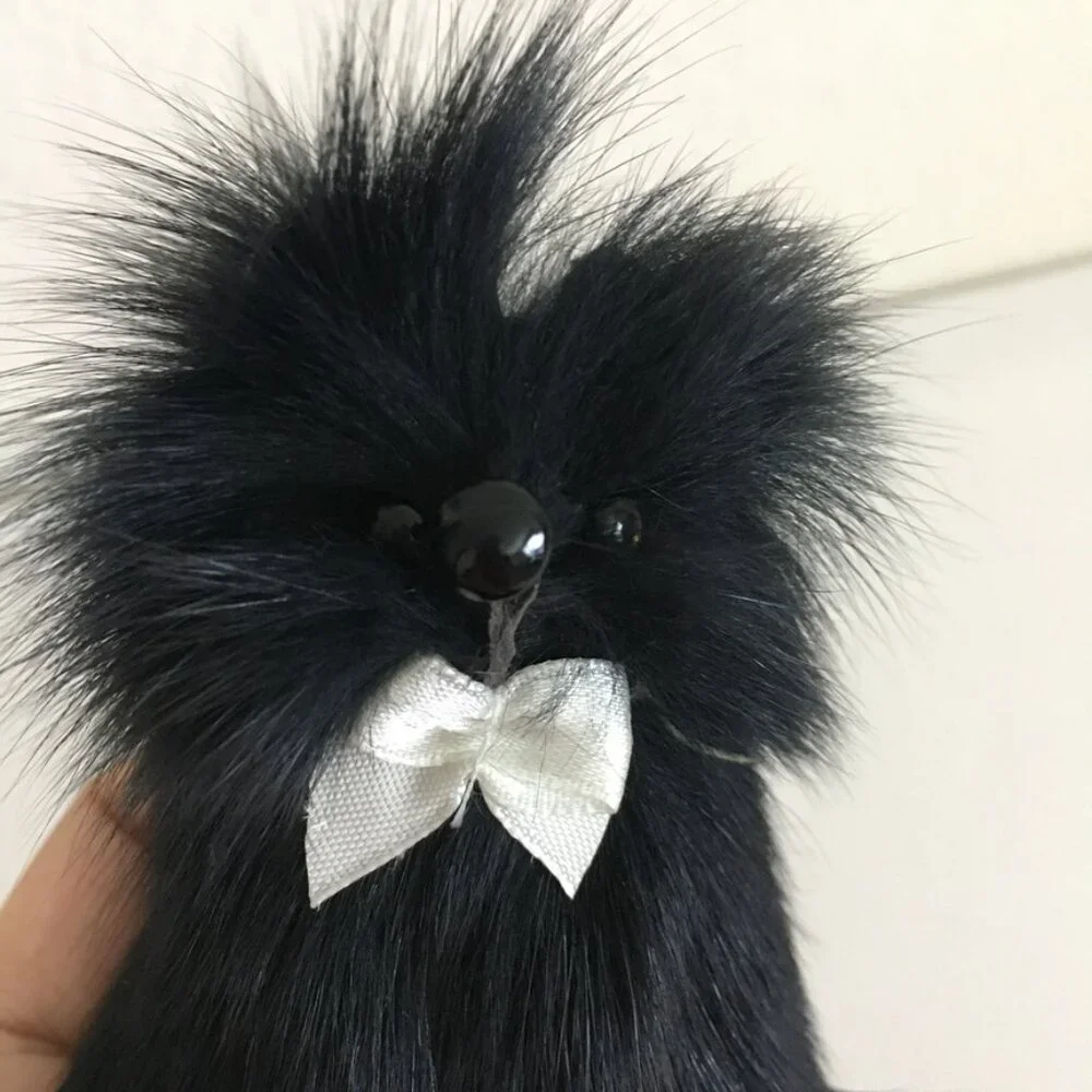 Animal Fur Keychain Black Mouse